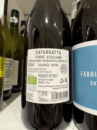 6 fl. organic fabrizio vella catarratto natural wine sicily 2020