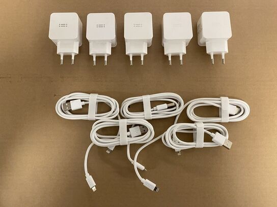 5 x Oplader til IPhone & IPad