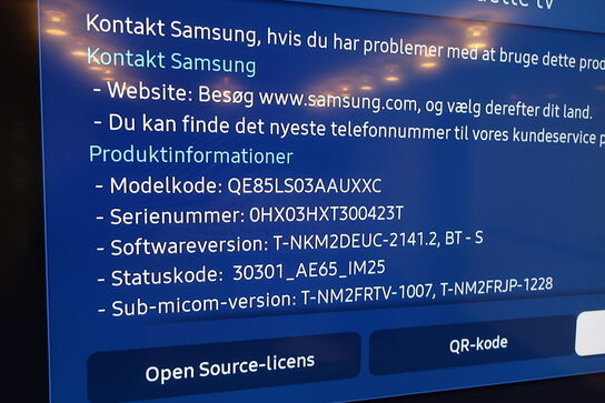 Fladskærmstv SAMSUNG QE85LS04AAUXXC med fjernbetjening