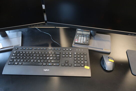 2 stk. computerskærme LENOVO ThinkVision P27q-35, tastatur, mus og dockingstation LENOVO USB-C Dock