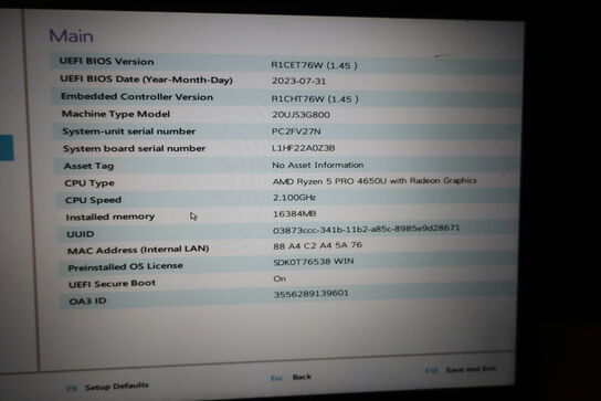 Bærbarcomputer LENOVO T14s Gen 1 (se billeder for specs)