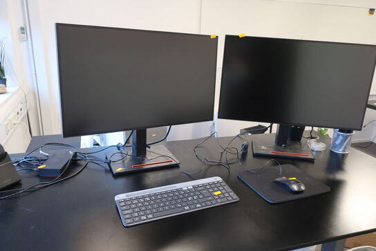 2 stk. computerskærme LENOVO ThinkVision P27q-20, tastatur, mus og dockingstation LENOVO USB-C Dock