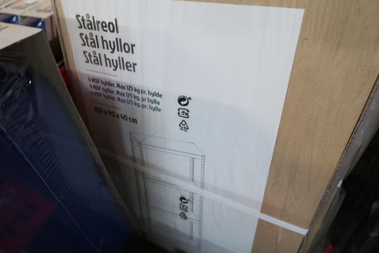 Stålreol med 4 hylder 180×90×40 cm