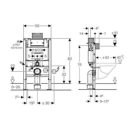 Geberit Duofix Omega indbygningscisterne top/frontbetjent