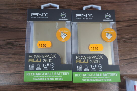 2 stk. powerbanks PNY Alu 2500