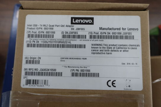 2 stk. ethernet serveradaptere LENOVO Intel I350-T4