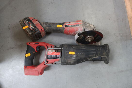 Akku vinkelsliber og bajonetsav MILWAUKEE M18 ONESX, M18 FSAG 125X med 1 stk. batteri