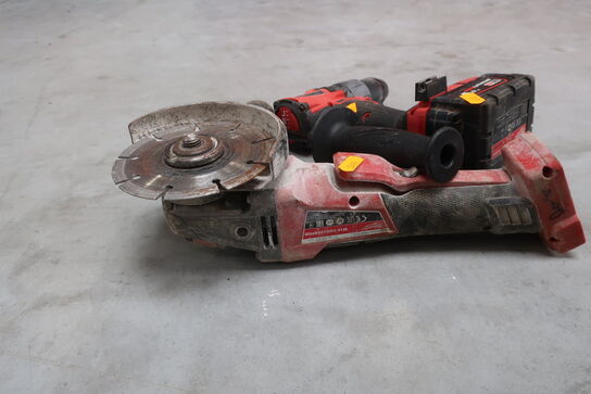 Akku vinkelsliber, bore/skruemaskine MILWAUKEE M18 ONEPD2, M18 CAG125 med 1 stk. batteri