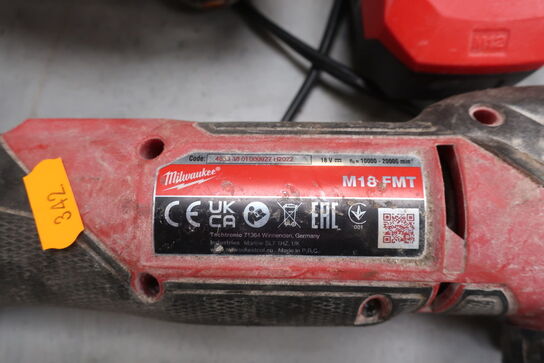 Akku vinkelsliber, multicutter MILWAUKEE M18 FMT, M18 One med 2 stk. batterier og lader