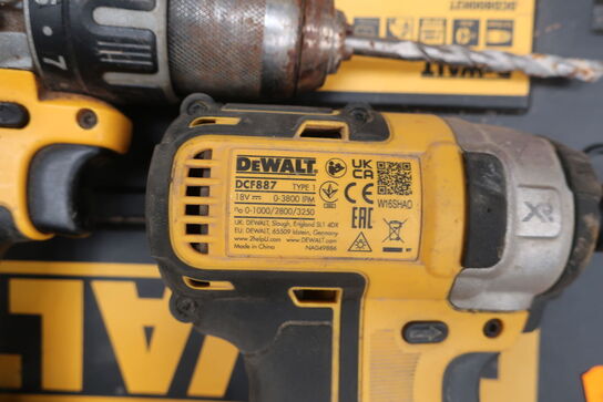 3 stk. akku bore/skruemaskiner DEWALT DCF887, DCD791 med 3 stk. batterier