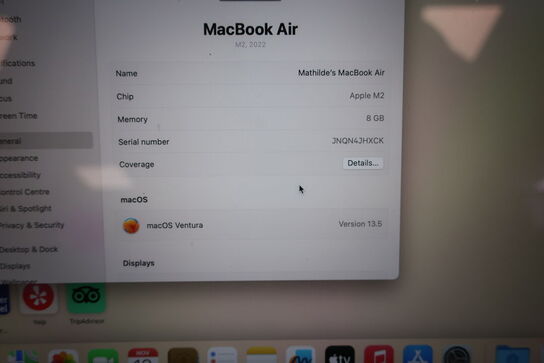 Bærbarcomputer APPLE MacBook Air (M2, 2022) A2681 (læs beskrivelse)