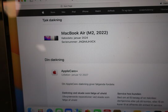 Bærbarcomputer APPLE MacBook Air (M2, 2022) A2681 (læs beskrivelse)