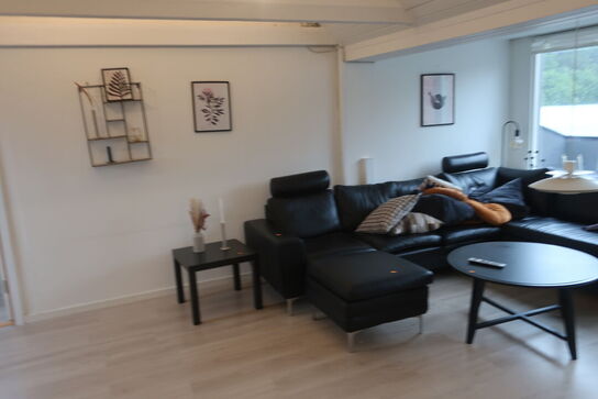 Lædersofa samt bord m.m.