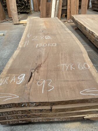 Træplanke i IROKO (Afr. teak) 2,80x0,93/0,90m - 6,0 cm tyk