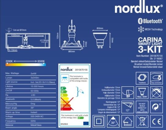 3 stk. nordlux dorado spots sort m. dæmp (9 spots i alt)(ubrugt)