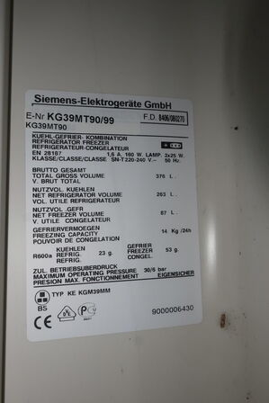 Køle/fryserskab SIEMENS KG39MT90