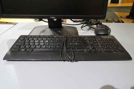 Dell 22" skærm, Lenovo tastatur & mus