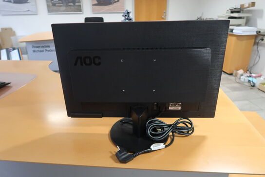 AOC 22" skærm, Logitech tastatur & mus