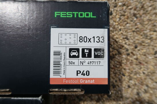 3 ks. Festool slibepapir til rystepudser 80x133mm P40