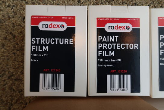 5 ruller Radex sture film + stort parti cutter