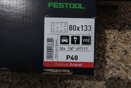 3 ks. Festool slibepapir til rystepudser 80x133mm P40