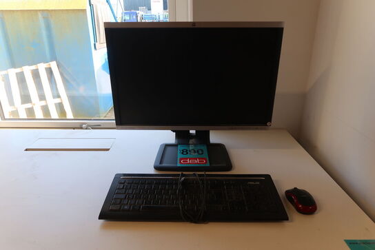 HP Compaq LA2205wg 22" skærm + keyboard, mus m.m. 