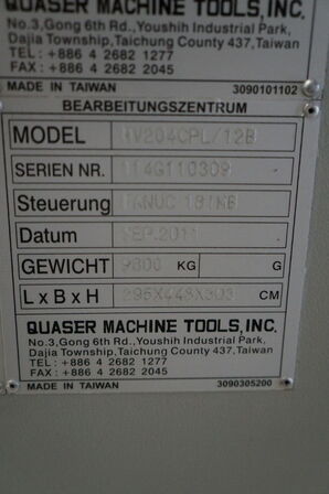 CNC Bearbejdningscenter QUASER MV204 CPL