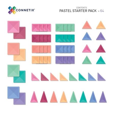 Pastel basic pakke, 64 dele - Connetix