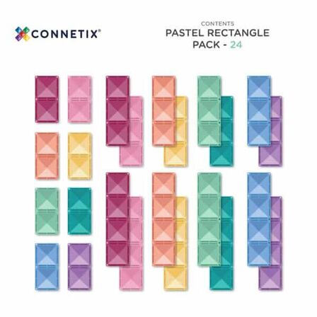 Pastel rektanglet magneter, 24 dele - Connetix