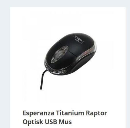 Esperanza Titanium Raptor USB mus. Optisk med 1000 dpi ( 5 stk.) en i hver farve