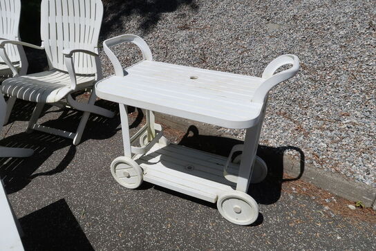 6 pieces. Garden chairs and bar trolley and table ALLIBERT