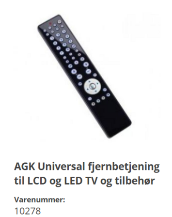 5 x AGK Universal fjernbetjening med kodebog