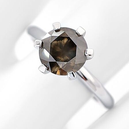 Solitairering 14 kt. Hvidguld, 1,50 ct. Fancy Dark Yellow Brown Diamant