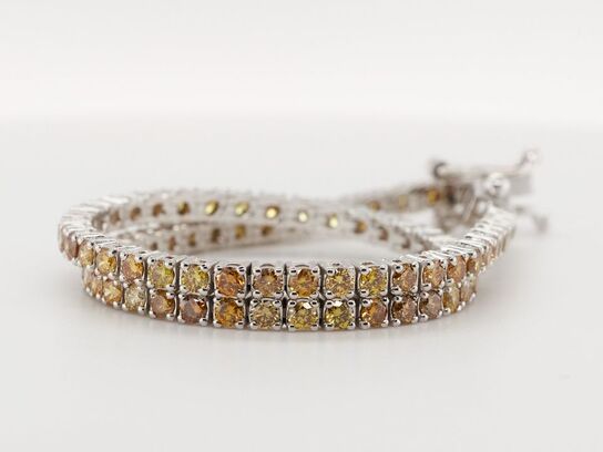 Tennisarmbånd Fancy Intense Yellow / Orange / Brown diamanter 2.90 ct. 14 karat hvidguld