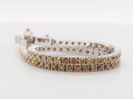 Tennisarmbånd Fancy Intense Yellow / Orange / Brown diamanter 2.90 ct. 14 karat hvidguld