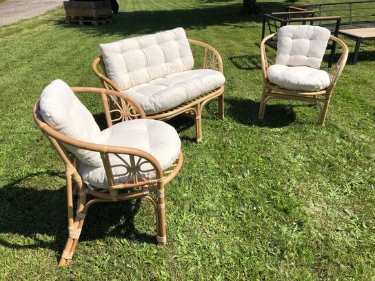 Jamaica loungesofa og 2 stole - rattan med hynder