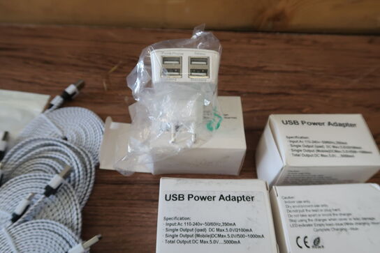 USB strømforsyninger og ladekabler