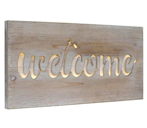 15 stk. Welcome træskilt LED m. timer 60x30(ubrugt)