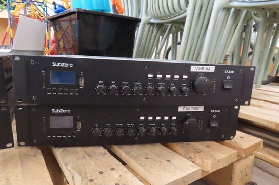 4 stk. Forstærkere SUBZERO ZA 240 samt pre-amp mixer