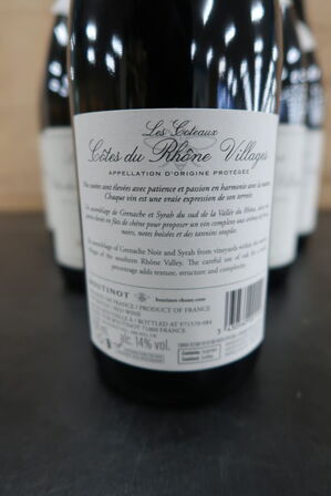 6 fl. Rødvin BOUTINOT Les Coteaux Cotes du Rhône Villages, 75cl.