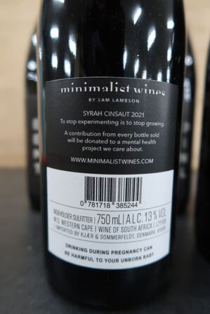 5 fl. Rødvin MINIMALIST WINES Syrah Cinsaut 2021, 75cl.