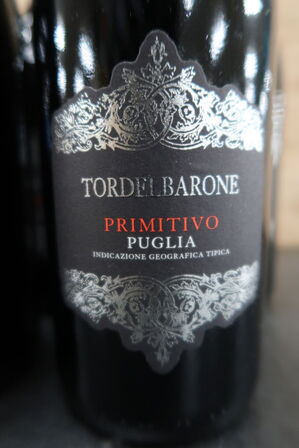 5 fl. Rødvin TORDELBARONE Primitivo Puglia, 75cl.