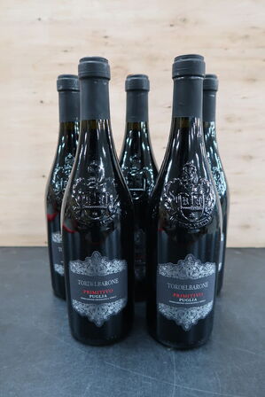 5 fl. Rødvin TORDELBARONE Primitivo Puglia, 75cl.