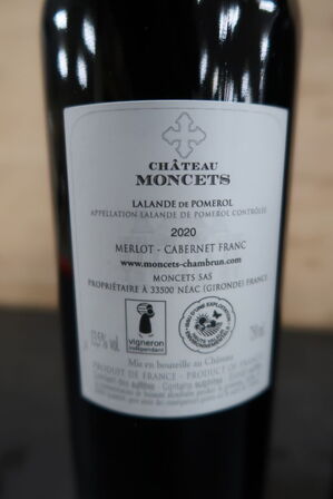 2 fl. Rødvin CHÂTEAU MONCETS Lalande De Pomerol 2020, 75cl.