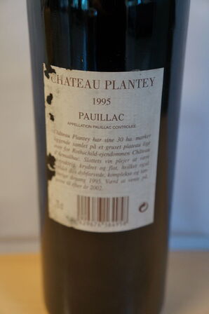 3 fl. CHATEAU PLANTEY PAUILLAC CRU BOURGEOIS 1995