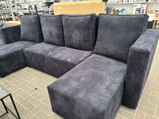 Boston U-Sofa 320x150x150 cm. Sort rib stof