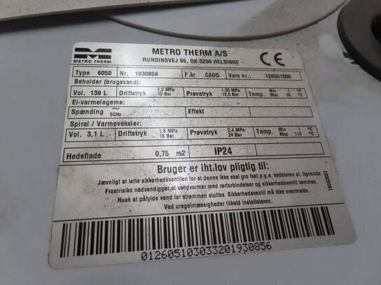 Varmtvandsbeholder (139 L) METRO THERM