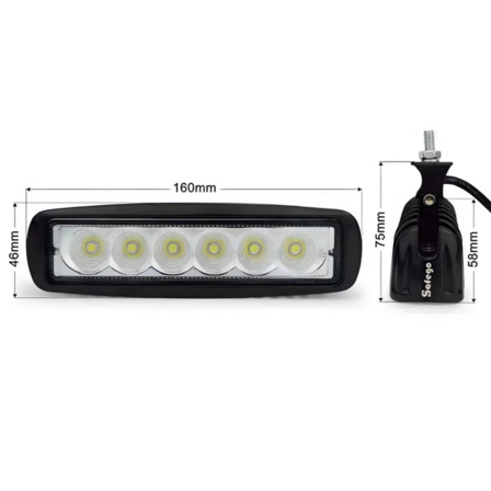 8 stk. 18W LED-arbejdslampe med justerbar beslag