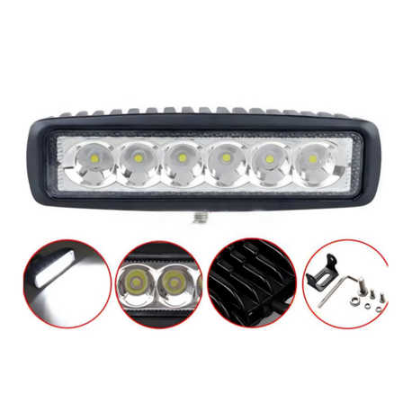8 stk. 18W LED-arbejdslampe med justerbar beslag