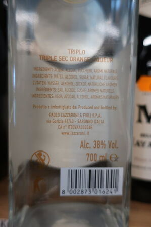 1 fl. orange liqueur, Triplo Lazzaroni